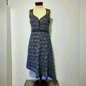 Nanette Lepore textured paisley sleeveless  dress. Asymmetrical hem. Size 8